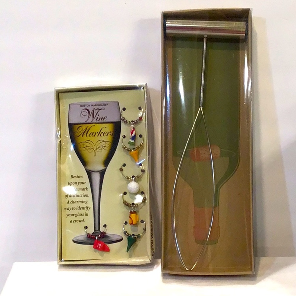 NIB wine tools golf theme wine tags & a Corkfisher